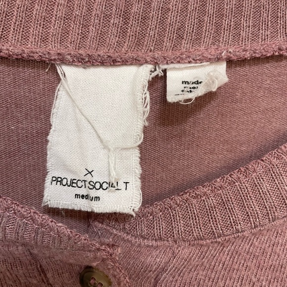 Project Social T Cozy Knit Quarter Button Lounge Henley Top Size Medium - Picture 6 of 9